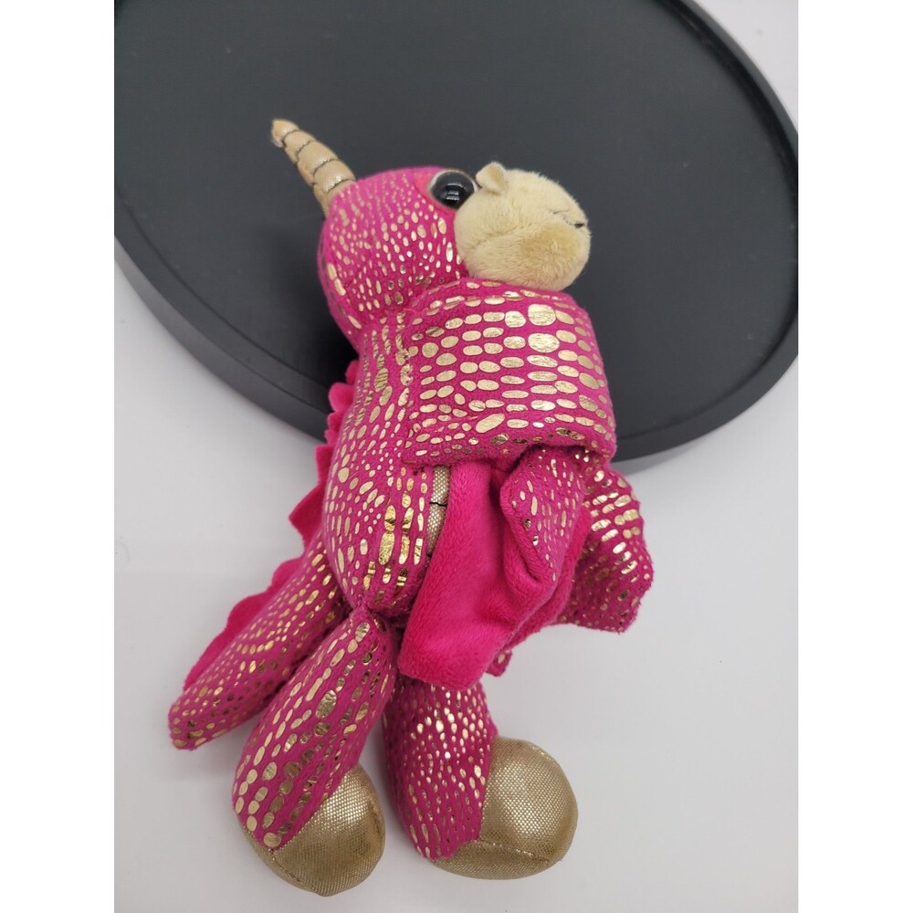 Wild Republic Huggers 8" Dragon Plush Pink Gold Slap Bracelet Stuffed